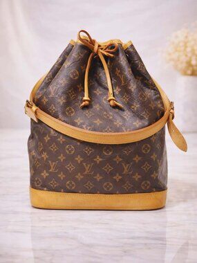 Authentic Louis Vuitton Noé Monogram Canvas Bucket Bag Brown LV Shoulder Bag